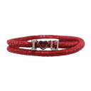 【送料無料】ブレスレット カフアウグスタデbracciale augusta de carolis you00 2 giri colore rosso con charm e cristalli