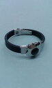 【送料無料】ブレスレット ゴムカフオニキスbracciale bigiotteria donna in caucciu con fiore centrale in metallo e onice