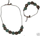 【送料無料】ブレスレット ブレスレットグリーンネックレスparure colier bracciale perle vitree verde metallo argento antiallergico collana