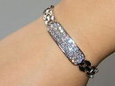 【送料無料】ブレスレット カフブレスレットタルゴールドbracciale braccialetto donna targa pave zirconi bianchi ottone pl oro 18kgf 17cm