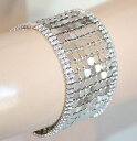 【送料無料】ブレスレット カフスタイリッシュシルバーパーティbracciale donna argento elegante strass cristalli da cerimonia party pulsera e08