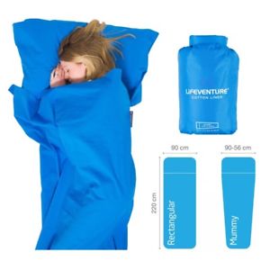 【送料無料】キャンプ用品　コットンライナースリーパーマミーlifeventure 100 cotton sleeping bag liner travel sleeper mummy or rectangularの画像