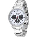 【送料無料】orologio uomo sector 640 r3273693003 chrono bracciale acciaio bianco nero 100mt