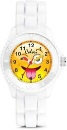 【送料無料】colori <strong>happy</strong> smile silly 30mm white key ringwatch set