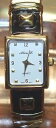 【送料無料】alex l quartz hinge cuff gold toned rectangle fashion wrist watch for women