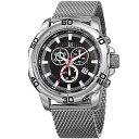 【送料無料】mens joshua amp; sons jx123ssbk chronograph date complication mesh bracelet watch