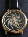 【送料無料】rjw gold plated watch with rhinestone design and leather strap