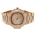 【送料無料】rose gold iced out czech crystal nautical luxury watch