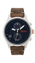 【送料無料】boss orange amsterdam herrenuhr 1550021 analog multifunktion leder braun
