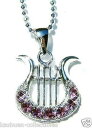 【送料無料】ネックレス スワロフスキークリスタルハープクリスマスクランプviolet avec cristal swarovski~ harpe ~ musique instrument musical collier nol