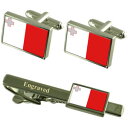 【送料無料】メンズアクセサリ- マルタカフスボタンタイクリップマッチングボックスmalta flag cufflinks engraved tie clip matching box set