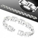 【送料無料】ブレスレット アクセサリ- メンズブレスレットスチールゴムストリップmens bracelet steel and rubber white strips h 22 cm x 14 mm