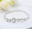 【送料無料】ブレスレット アクセサリ— ラウンドブライダルブレスレットwhite round pearl wedding silver crystal party gift anniversary bridal bracelet