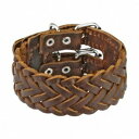 【送料無料】ブレスレット アクセサリ- レザーブレスレットブラウンダブルベルトwoven leather bracelet brown double belt