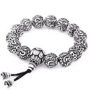 【送料無料】ブレスレット アクセサリ- チベットマントラメッキビーズブレスレットtibetan buddhist om mantra carved silver plated copper beaded bracelets