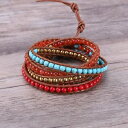 【送料無料】ブレスレット アクセサリ— ファッションラップブレスレットレッドコーラルターコイズブレスレットwomen fashion 5 wrap bracelet red coral turquoise friendship bracelet jewelry