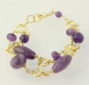 【送料無料】ブレスレット アクセサリ— ビーズブレスレットストランドアメジストビーズチェーン beaded bracelet 2strand purple amethyst beads womens 8 chain