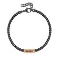【送料無料】イタリアン ブレスレット カフラインスチールピンクゴールドkulto bracciale line acciaio brunito oro rosa cristalli kkman107
