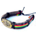 【送料無料】イタリアン ブレスレット カフバレルボブレゲエリーフエンブレムカフrasta pelle polso polsino canna erba foglia emblema bracciale da bob reggae irie