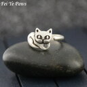 【送料無料】猫 キャット リング anelfei ye pawsfei ye paws antique ancient silver cat rings for women anel