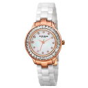 【送料無料】腕時計 ベゼルホワイトセラミックウォッチ womens akribos xxiv ak781wtr quartz crystal bezel white ceramic watch