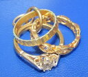 【送料無料】ネックレス リングイエローゴールドセットsecondhand 9ct yellow gold set of 3 rings charm