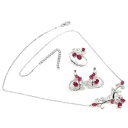 【送料無料】ネックレス ピンクレッドルビーオーバルホワイトスターリングシルバーセットインチgenuine pink red ruby oval amp; white cz sterling 925 silver set lenght 1820 inch