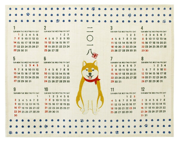 柴犬 インテリア 2018年 ジュートカレンダー ポスタータイプ メール便対応可 送料無料