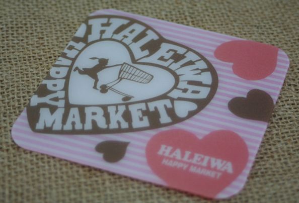 【ハワイアン雑貨】ハレイワ　Haleiwa PPコースターHappy Heart ピンクあす楽対応【メール便対応可】【ハワイ雑貨】★ポイント10倍★★キッチンポイントアップ祭★0712