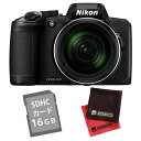 (SD16GB&クロス付き)ニコン コンパクトデジタルカメラ COOLPIX B600 ブラック (デジカメ/コンデジ)(Nikon)
