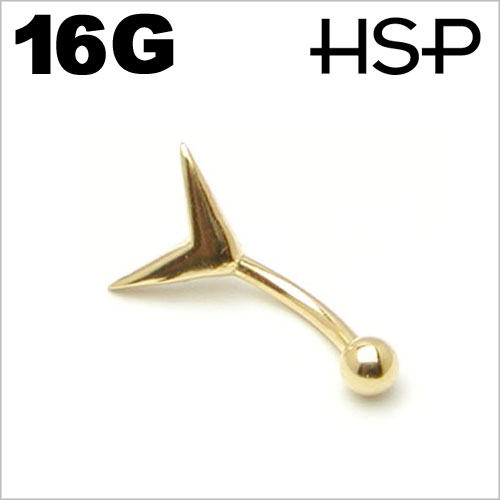 16G ゴールドプレート アイブロー シャークテイル へそピアス 耳ピアス 316L サー…...:homeslice-p:10030907
