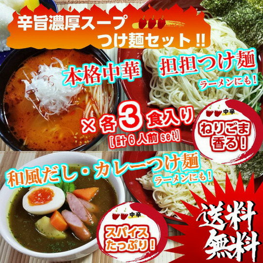 【送料無料】本場久留米ラーメンお試しセット(2種/6人前)【旨辛濃厚坦坦・カレー2種つけ麺】ねりごま...:honba-kyusyu:10000865