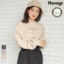 トップス Tシャツ レディース 長袖 プリント 綿 オーガニックコットン シンプル レディース 春 Honeys ハニーズ プリントTシャツ