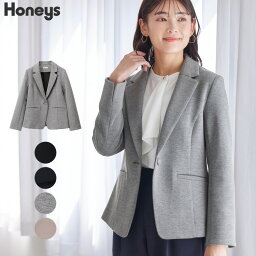 アウター ジャケット カットソー素材 ストレッチ 楽ちん 通勤 オフィス レディース 秋 Honeys <strong>ハニーズ</strong> 快適テーラードジャケット