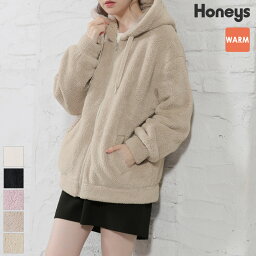 トップス <strong>パーカー</strong> ジップアップ 大きめ もこもこ 秋 冬 レディース アウター ルームウェア SALE セール Honeys <strong>ハニーズ</strong> ボアジップ<strong>パーカー</strong>