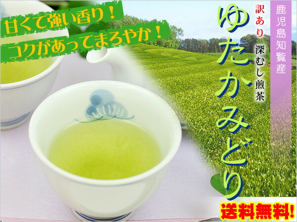 ●【訳あり】【日本茶・煎茶】鹿児島知覧 深むし煎茶 ゆたかみどり（100g）　【smtb-kd】【メール便送料無料】【訳あり品の為、ギフト対応不可】徹底的コストカットでこの価格を実現!!NHKためしてガッテンで紹介されて大人気！香り豊かでまろやかな味わい