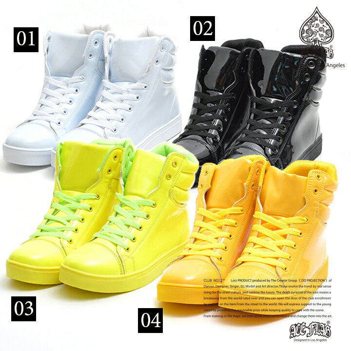 E-girlsp bn qbvzbv Xg[gn t@bV Y fB[X Xj[J[ ACE FLAG G[XtbO AF-FW-SN-003 ENAMEL HIGH CUT SNEAKERjp Gi  _Xߑ 25.5-27.5cm  c̒OK  Mtg