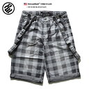 【送料無料】b系 ヒップホップ ストリート系 ファッション メンズ レディース ショーツ 【RB0115J05】≪BLACK PLAID≫ ROCAWEAR ロカウェア ハーフパンツ ショートパンツ チノパン サスペンダー付 34 36 38 40 42インチ 黒 正規品 02P03Dec16【楽ギフ_包装】