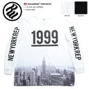 【送料無料】 ロカウェア ROCAWEAR ロンT 【RW183T05】 メンズ レディース Tシャツ 長袖 丸首 おしゃれ 袖プリント マンハッタン景色総柄 白黒 L XL 2L LL 2XL 3L XXL 3XL 4L XXXL 大きいサイズ b系 ヒップホップ ストリート系 ファッション ブランド ギフト