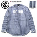 ロカウェア ROCAWEAR 長袖シャツ メンズ レディース 春秋冬用 インディゴブルー L XL 2L LL 2XL 3L XXL 3XL 4L XXXL 大きいサイズ b系 ヒップホップ ストリート系 ファッション ブランド 服 かっこいい ストライプ 総柄 ラッパー Jay-Z ジェイジー Bボーイ ギフト RW183W01