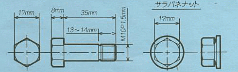 草刈り機/取付/交換/ハンマーナイフモアー刃ハンマーナイフモア刃取付ボルト　皿バネナット35mm