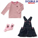 ミキハウス正規販売店/ミキハウス ダブルビー mikihouse デニムジャンパースカート3点セット〈フリー(70cm-80cm)〉()