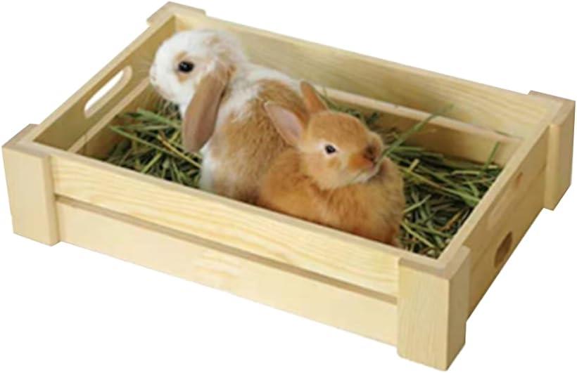 <strong>チモシー入れ</strong> うさぎ 牧草入れ 牧草フィーダー 大容量 木製 小動物 チンチラ モルモット(ウッド)