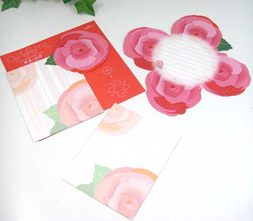 「バラ一輪/薔薇」折り手紙 折って送って素敵なレターセット EES-568-986(3) ホールマーク　　