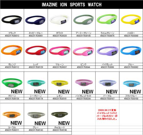 イマジン IMAZINE ION SPORTS WATCH イオン スポーツ ウォッチ ユニセックス(男女兼用) シリコンウォッチ 腕時計　　