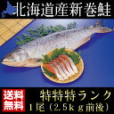 最高級の特特特ランク　北海道産　新巻鮭　1尾（2,5kg前後）まるごとお届け♪ +315円で切り身対応いたします 【送料無料】【お歳暮】【ギフト】 【RCP】 【マラソン201312_送料無料】