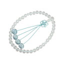 数珠 (女性用 略式) 京念数/全宗派対応/本水晶7mm 利久梵天 華結び 水色 送料無料
