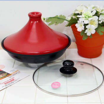 35％OFF＞ブローディア IH 対応 タジン鍋 26cm （赤・RD） ガラス 蓋付IH対応タジン鍋、ガラス蓋が付いてすき焼き鍋としてもご使用出来ます。