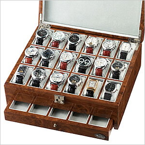 「腕時計の収納方法でお困りの方へ♪」木製18本用濃木目引き出し付きコレクションケース[コレクションボックス]時計収納ケースLU-50018RD[ディスプレイ][ウォッチケース][時計ケース][腕時計ケース]