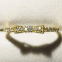 K18YGリボンリング、ダイヤ0.16ct